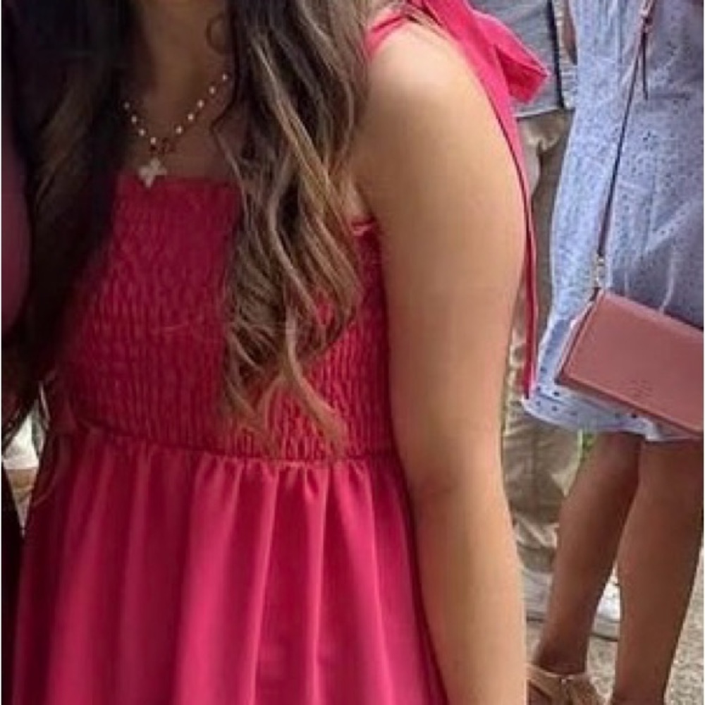 Girls Pink Tiered Sundress with Smocked Bodice - Picture 3 of 3